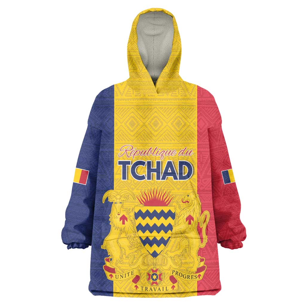 Personalized Chad Flag Style Wearable Blanket Hoodie African Pattern - African Pride