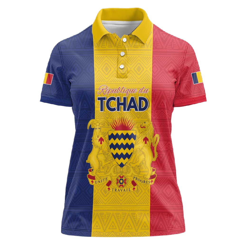 Personalized Chad Flag Style Women Polo Shirt African Pattern - African Pride