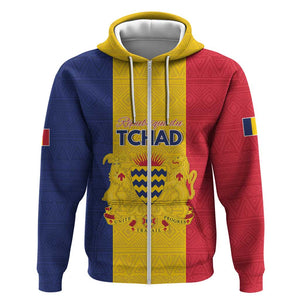 Personalized Chad Flag Style Zip Hoodie African Pattern - African Pride