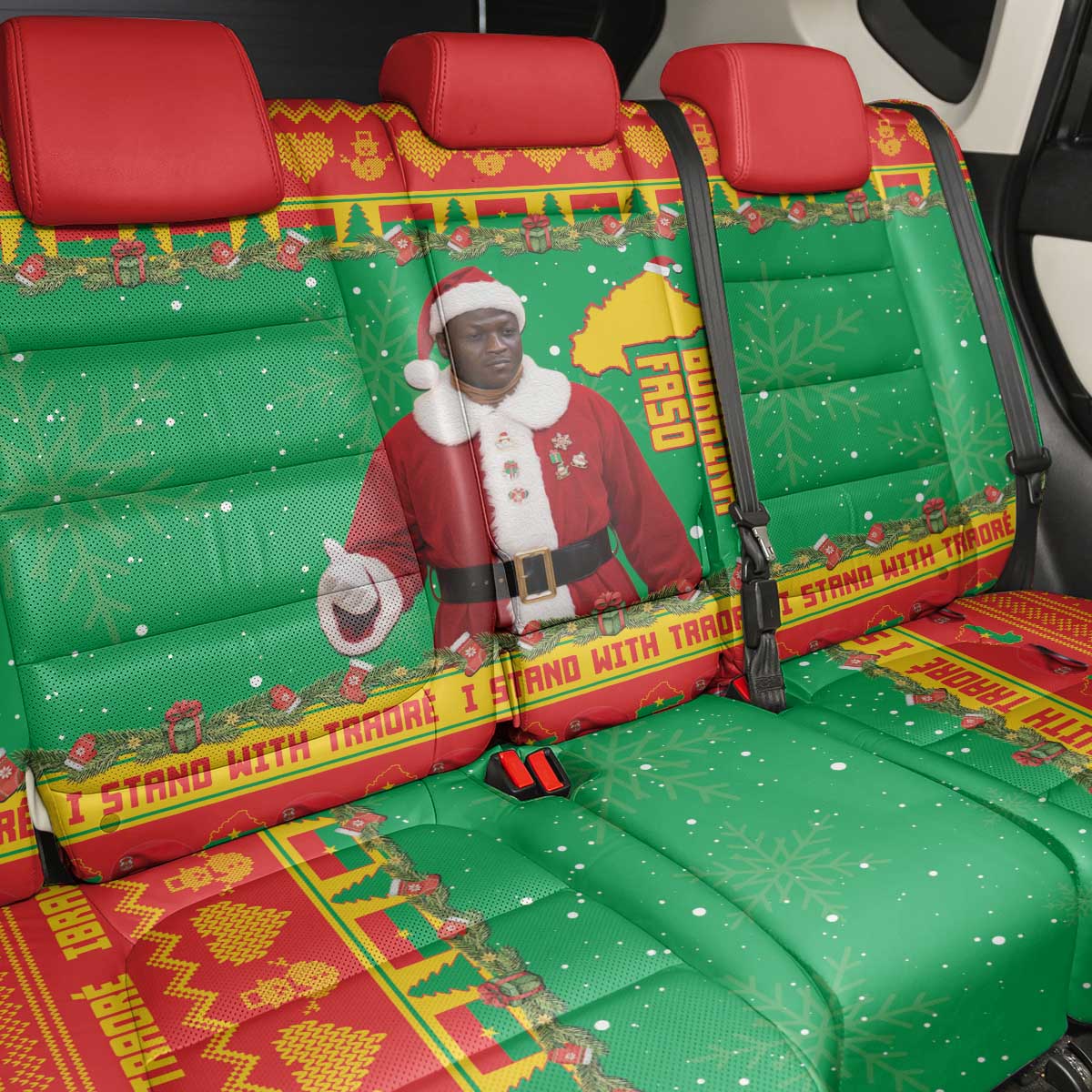 Afro Burkina Faso Christmas Spirit Back Car Seat Cover Stand With Traore Stand With Hope - African Pride