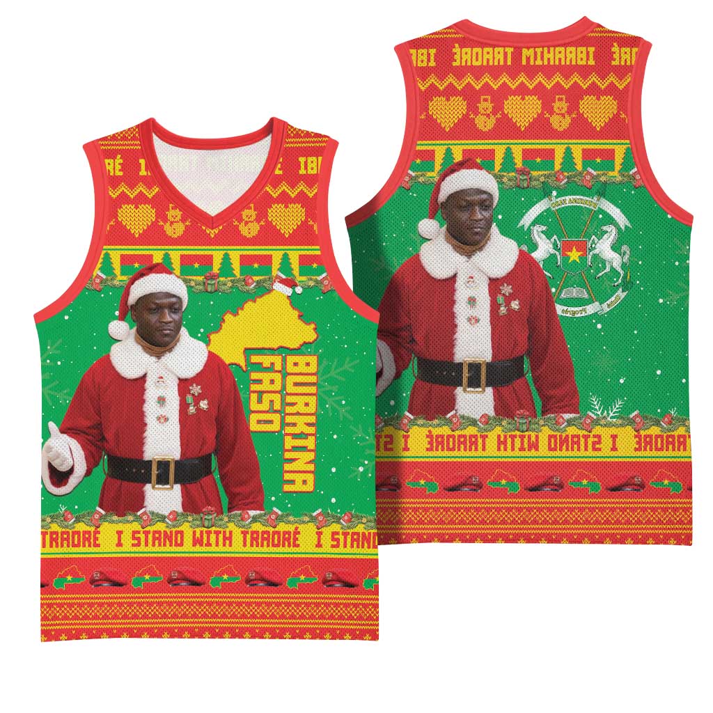Afro Burkina Faso Christmas Spirit Basketball Jersey Stand With Traore Stand With Hope - African Pride