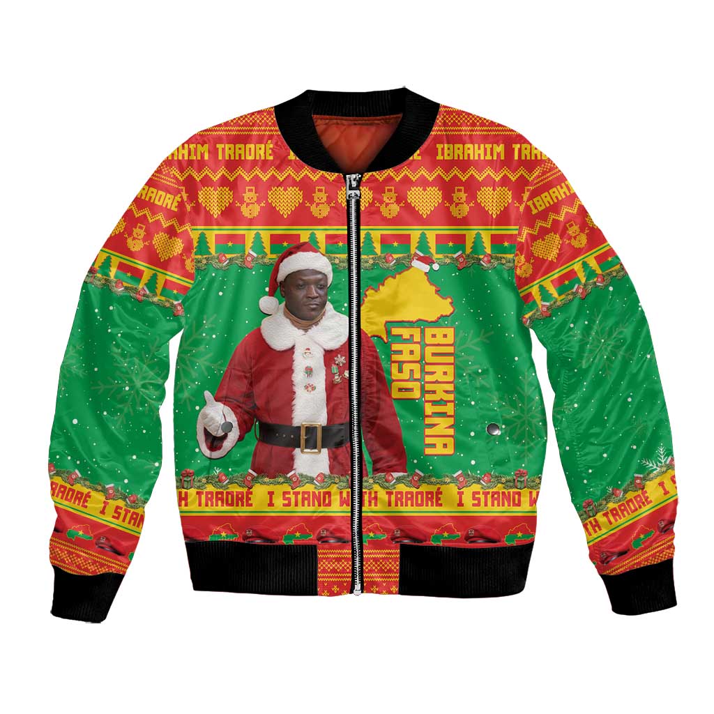 Afro Burkina Faso Christmas Spirit Bomber Jacket Stand With Traore Stand With Hope - African Pride