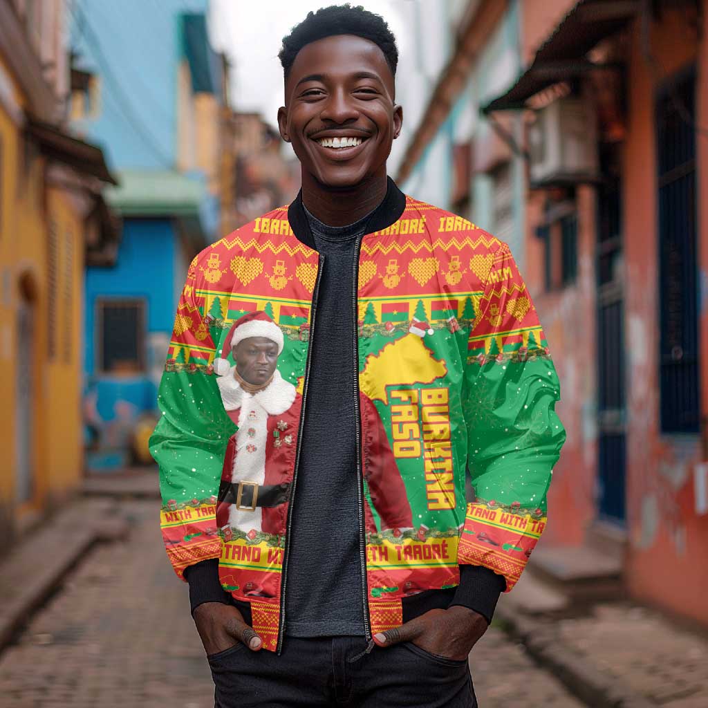 Afro Burkina Faso Christmas Spirit Bomber Jacket Stand With Traore Stand With Hope - African Pride