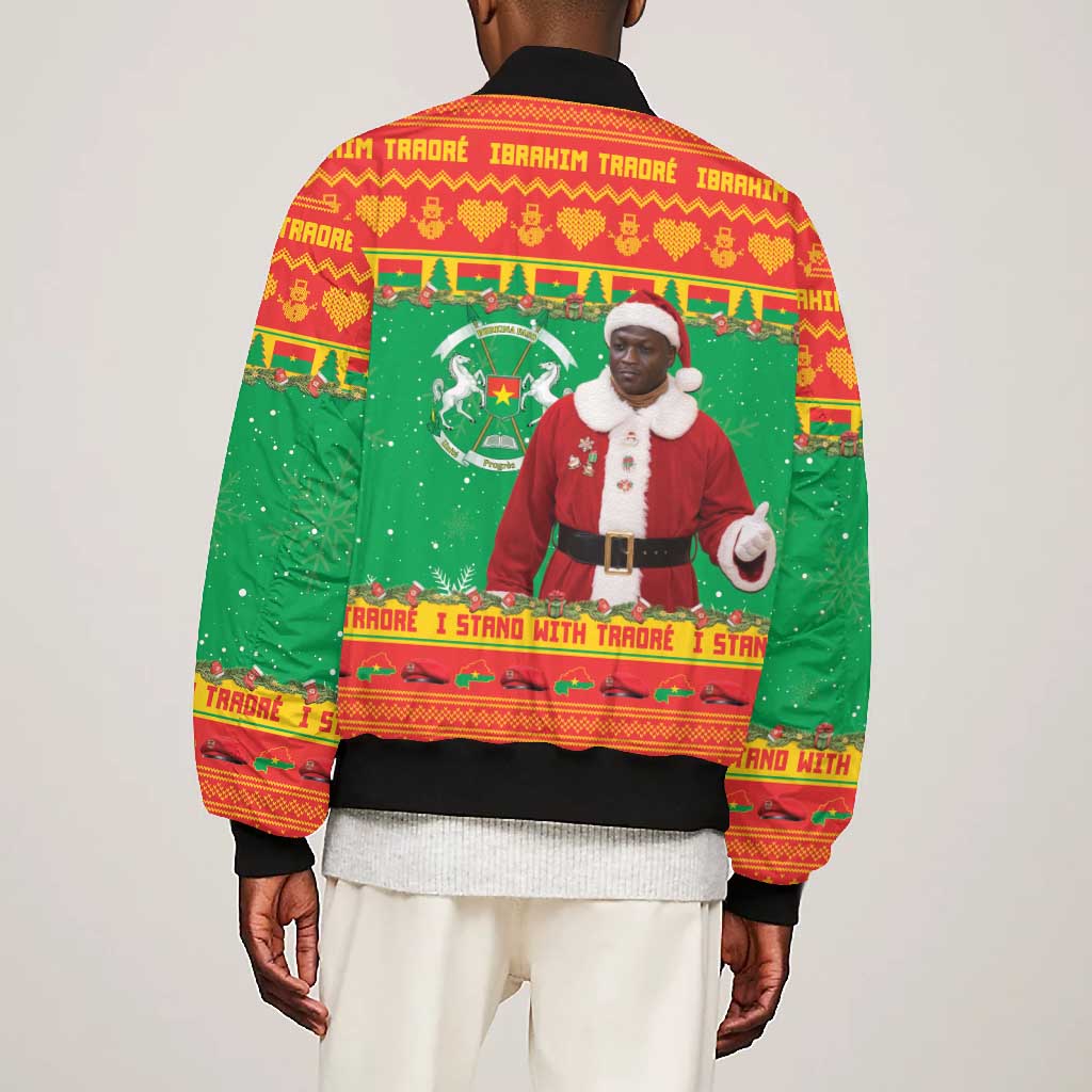 Afro Burkina Faso Christmas Spirit Bomber Jacket Stand With Traore Stand With Hope - African Pride