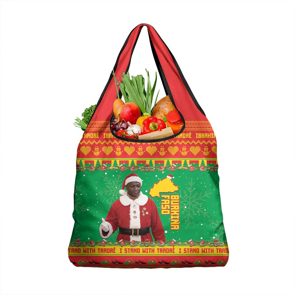 Afro Burkina Faso Christmas Spirit Grocery Bag Stand With Traore Stand With Hope - African Pride