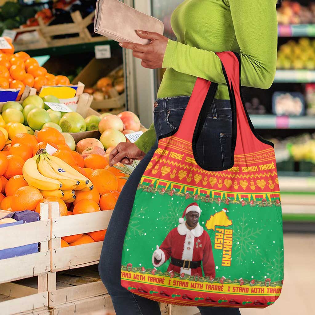 Afro Burkina Faso Christmas Spirit Grocery Bag Stand With Traore Stand With Hope - African Pride