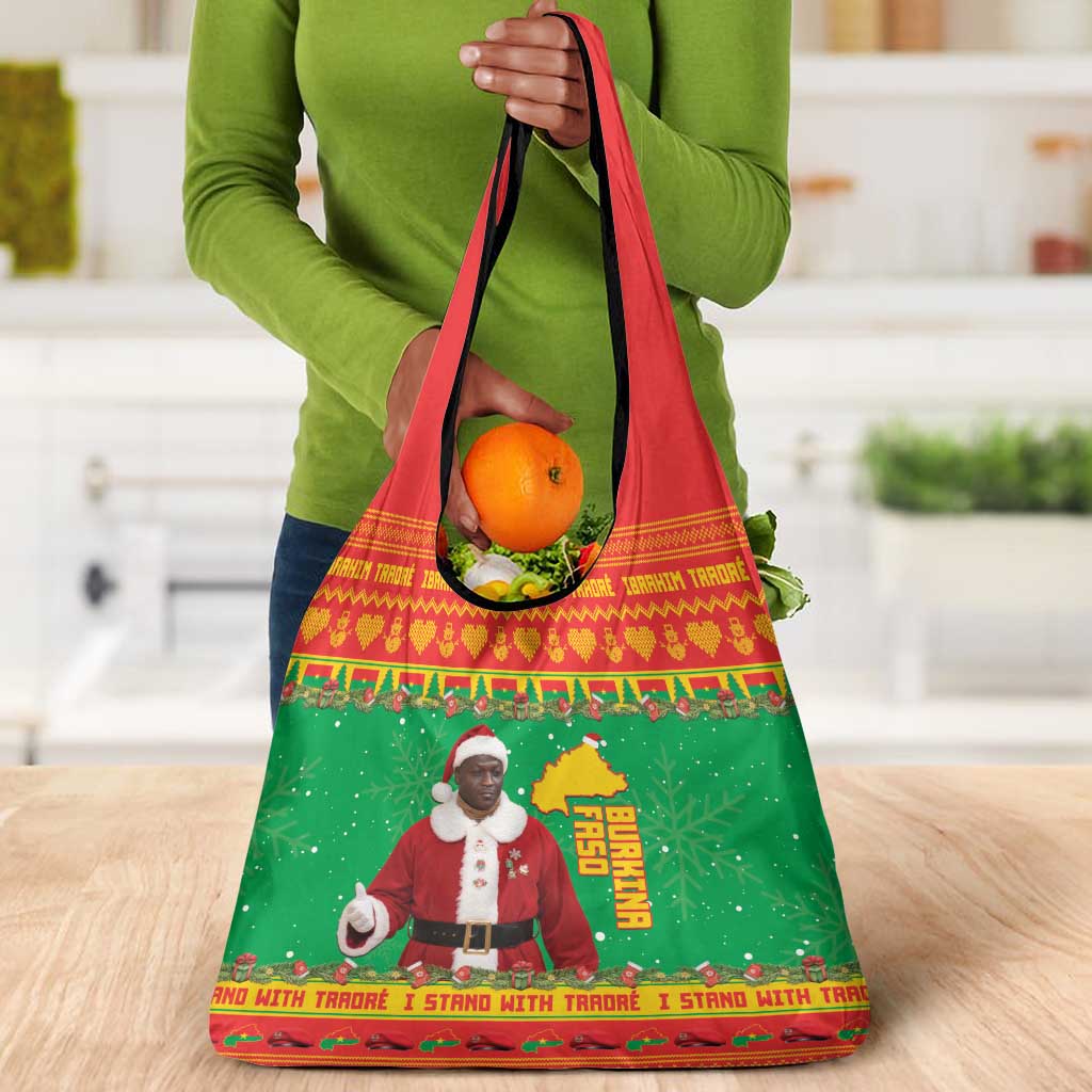 Afro Burkina Faso Christmas Spirit Grocery Bag Stand With Traore Stand With Hope - African Pride