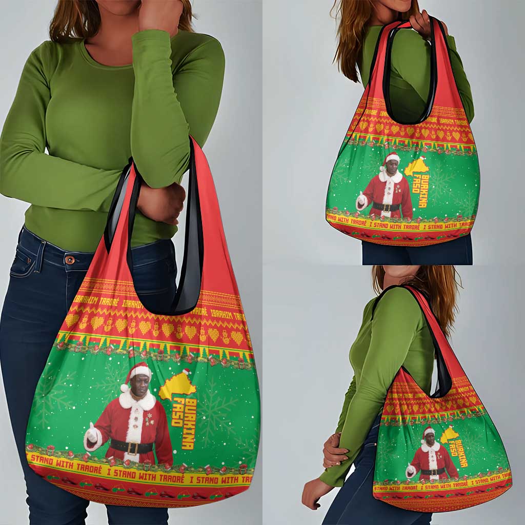 Afro Burkina Faso Christmas Spirit Grocery Bag Stand With Traore Stand With Hope - African Pride