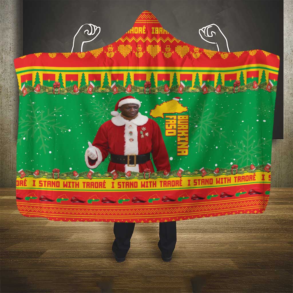 Afro Burkina Faso Christmas Spirit Hooded Blanket Stand With Traore Stand With Hope - African Pride