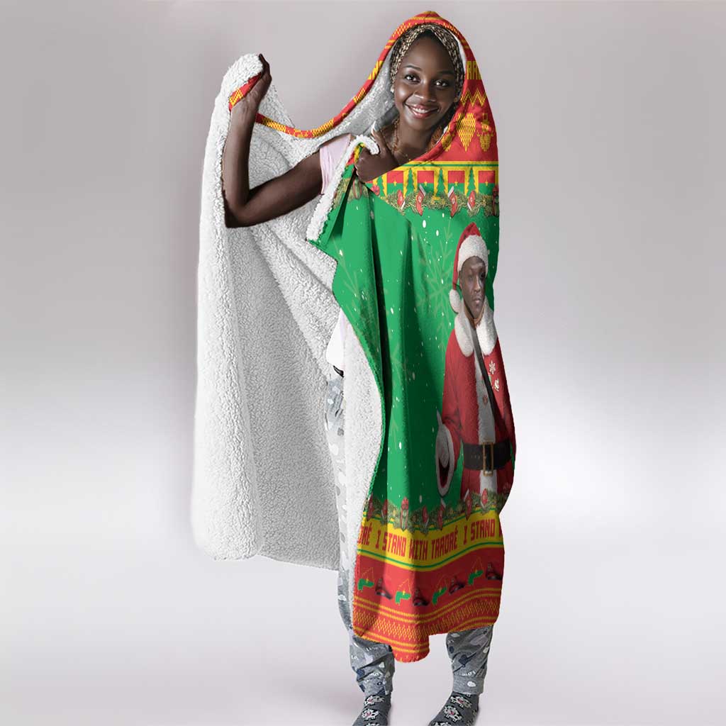 Afro Burkina Faso Christmas Spirit Hooded Blanket Stand With Traore Stand With Hope - African Pride