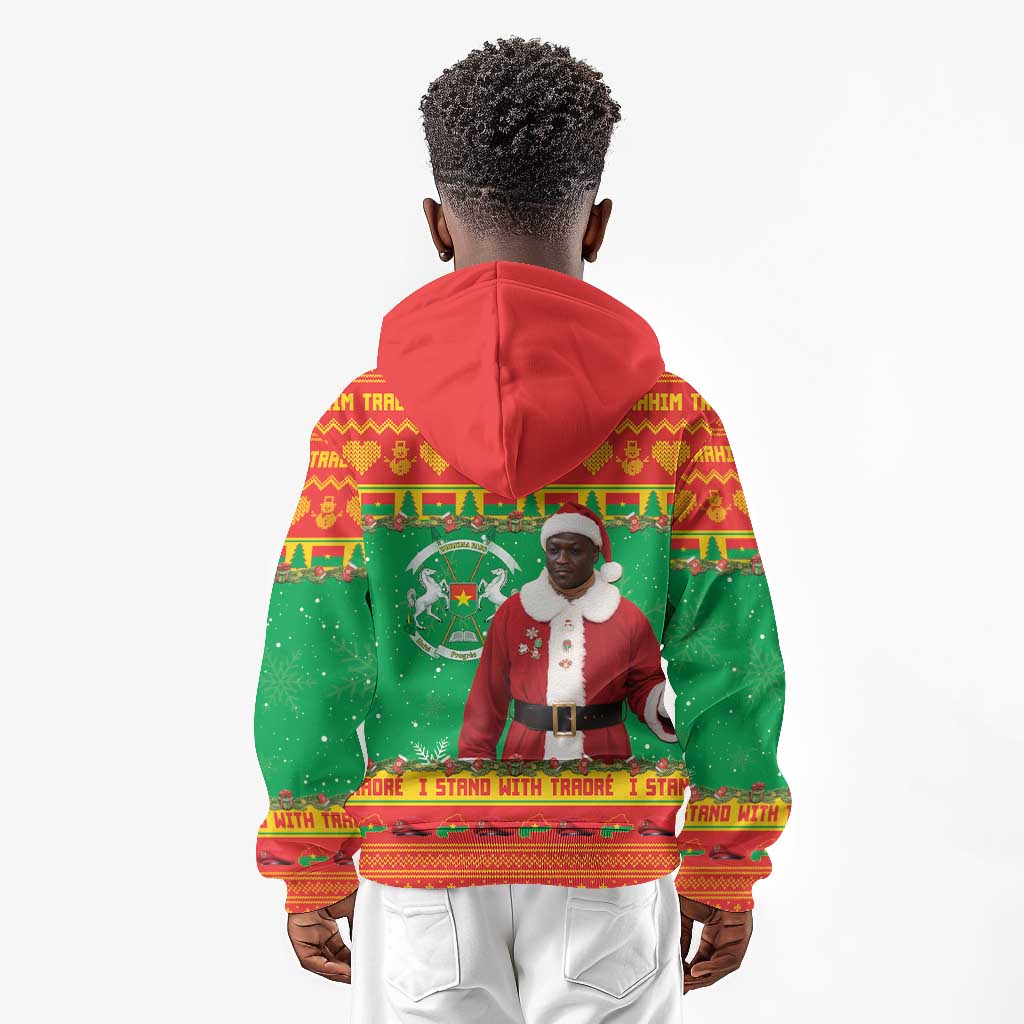 Afro Burkina Faso Christmas Spirit Kid Hoodie Stand With Traore Stand With Hope - African Pride