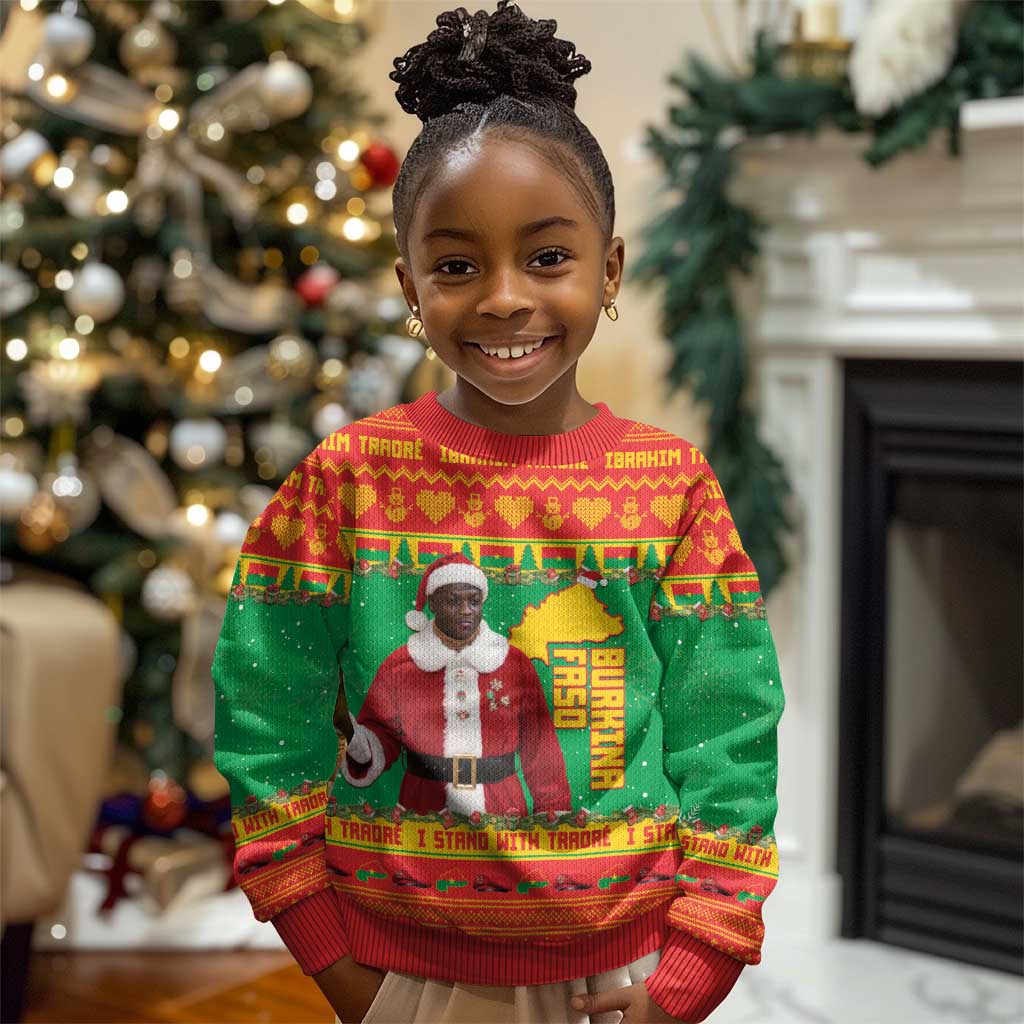 Afro Christmas in Burkina Faso Ibrahim Traore Kid Ugly Christmas Sweater Merry Christmas - African Pride