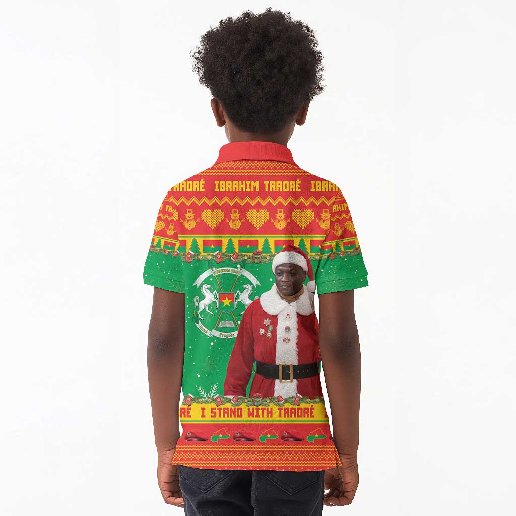 Afro Burkina Faso Christmas Spirit Kid Polo Shirt Stand With Traore Stand With Hope - African Pride