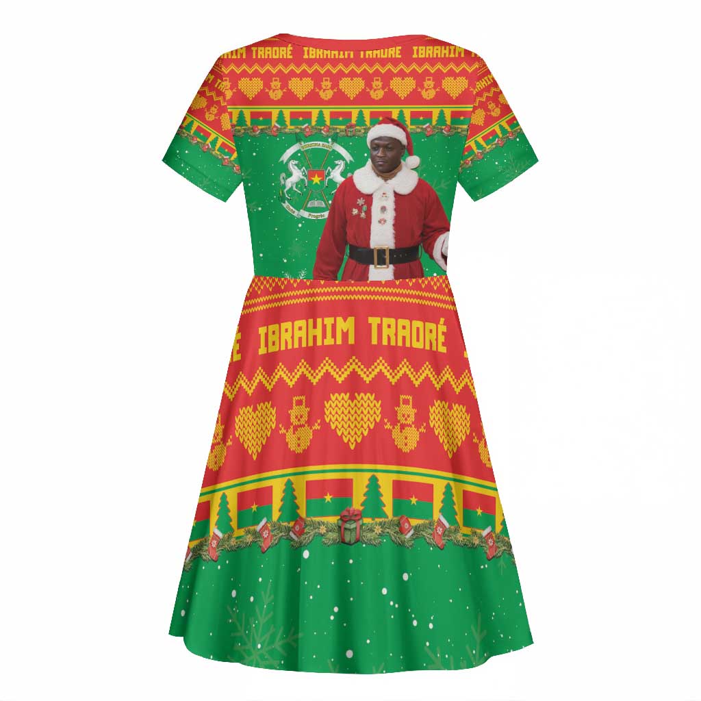 Afro Burkina Faso Christmas Spirit Kid Short Sleeve Dress Stand With Traore Stand With Hope - African Pride