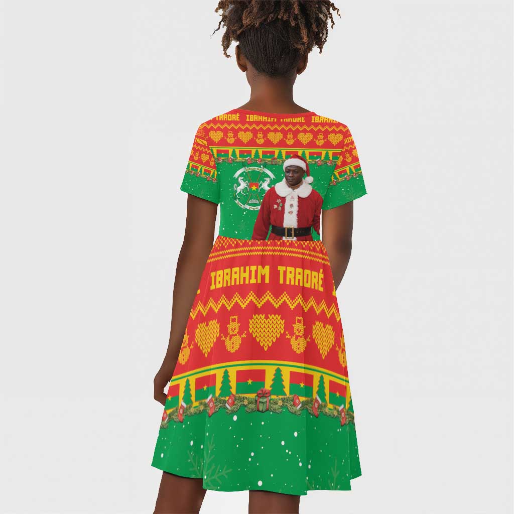 Afro Burkina Faso Christmas Spirit Kid Short Sleeve Dress Stand With Traore Stand With Hope - African Pride