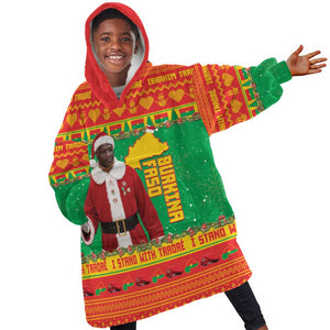 Afro Burkina Faso Christmas Spirit Kid Wearable Blanket Hoodie Stand With Traore Stand With Hope - African Pride