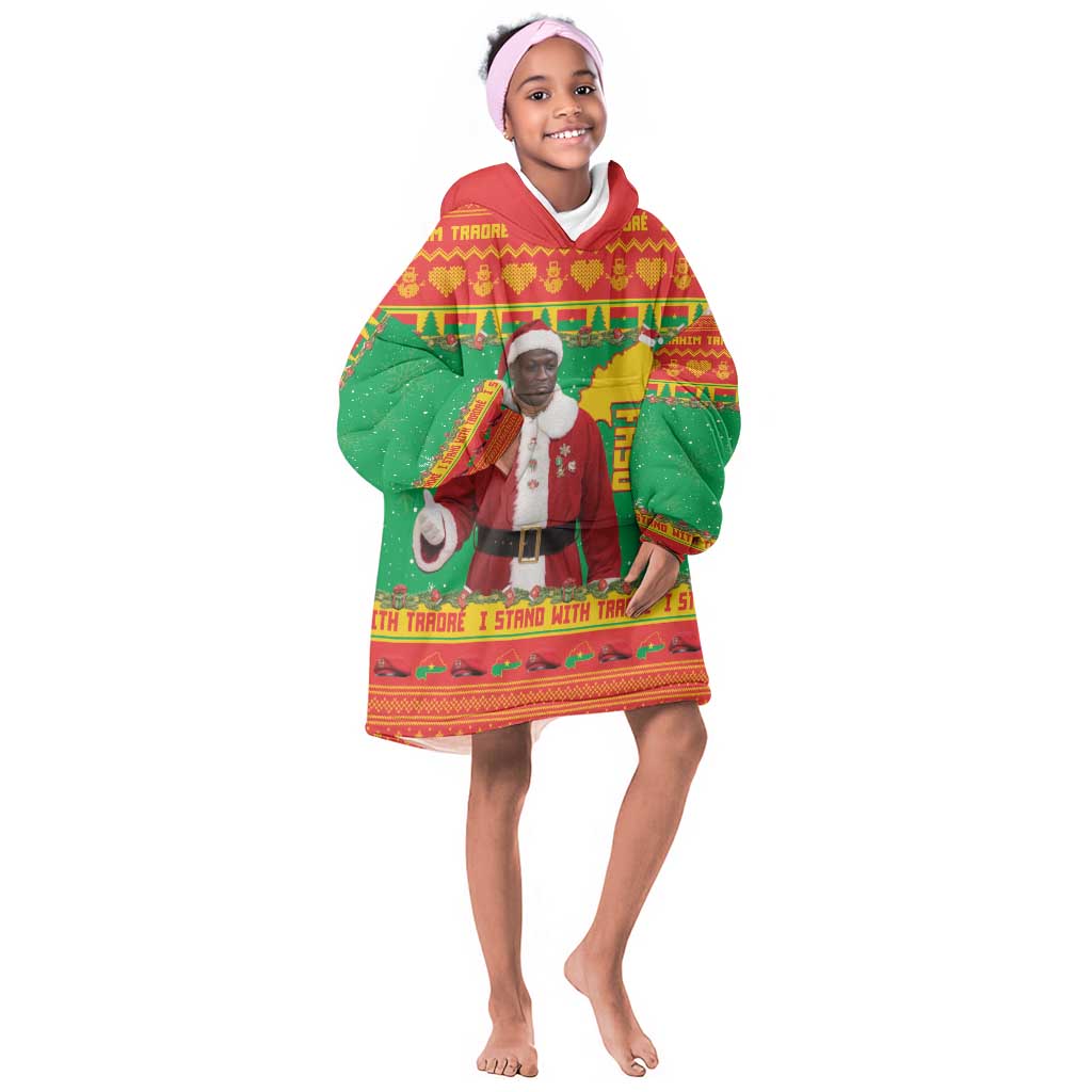 Afro Burkina Faso Christmas Spirit Kid Wearable Blanket Hoodie Stand With Traore Stand With Hope - African Pride