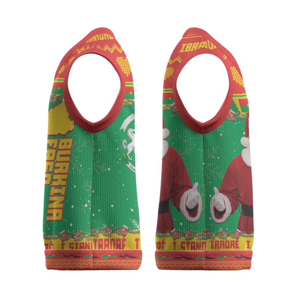 Afro Christmas in Burkina Faso Ibrahim Traore Christmas Knitted V-Neck Vest Merry Christmas - African Pride