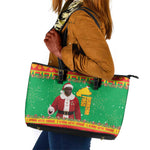 Afro Burkina Faso Christmas Spirit Leather Tote Bag Stand With Traore Stand With Hope - African Pride