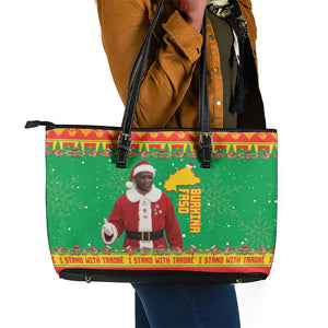 Afro Burkina Faso Christmas Spirit Leather Tote Bag Stand With Traore Stand With Hope - African Pride