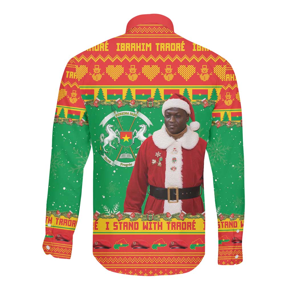 Afro Burkina Faso Christmas Spirit Long Sleeve Button Shirt Stand With Traore Stand With Hope - African Pride