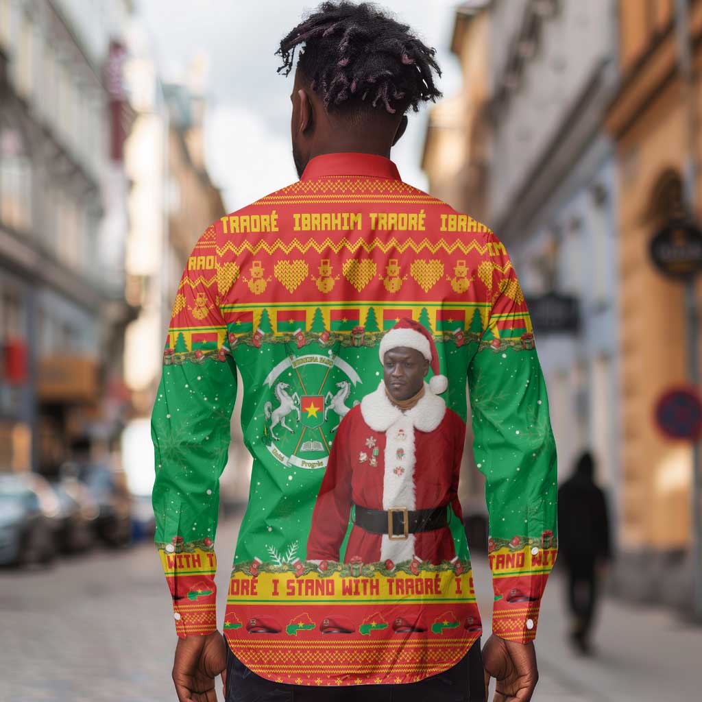 Afro Burkina Faso Christmas Spirit Long Sleeve Button Shirt Stand With Traore Stand With Hope - African Pride