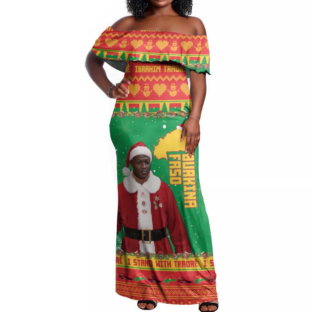 Afro Burkina Faso Christmas Spirit Off Shoulder Maxi Dress Stand With Traore Stand With Hope - African Pride
