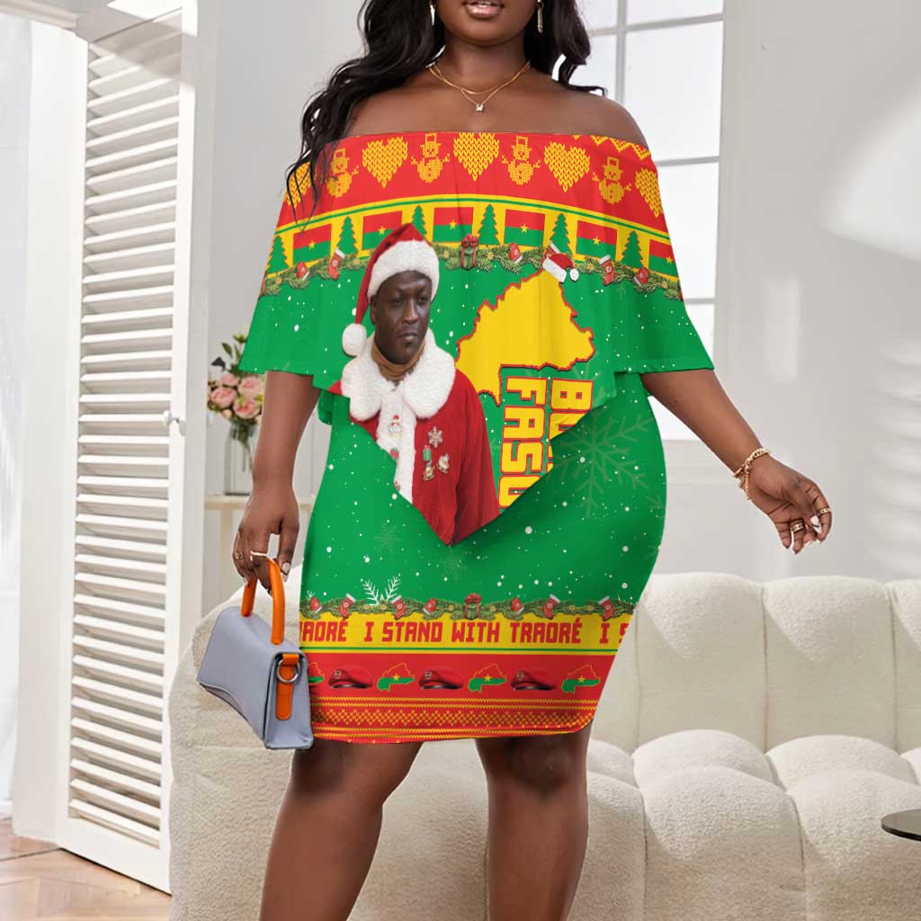 Afro Burkina Faso Christmas Spirit Off Shoulder Short Dress Stand With Traore Stand With Hope - African Pride