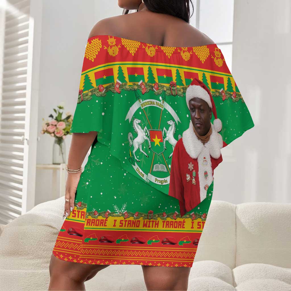 Afro Burkina Faso Christmas Spirit Off Shoulder Short Dress Stand With Traore Stand With Hope - African Pride