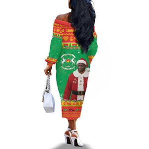 Afro Burkina Faso Christmas Spirit Off The Shoulder Long Sleeve Dress Stand With Traore Stand With Hope - African Pride
