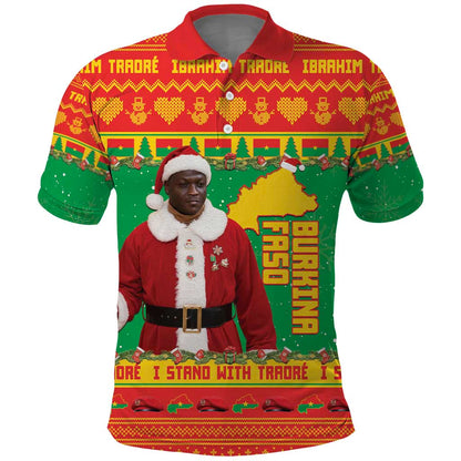 Afro Burkina Faso Christmas Spirit Polo Shirt Stand With Traore Stand With Hope - African Pride