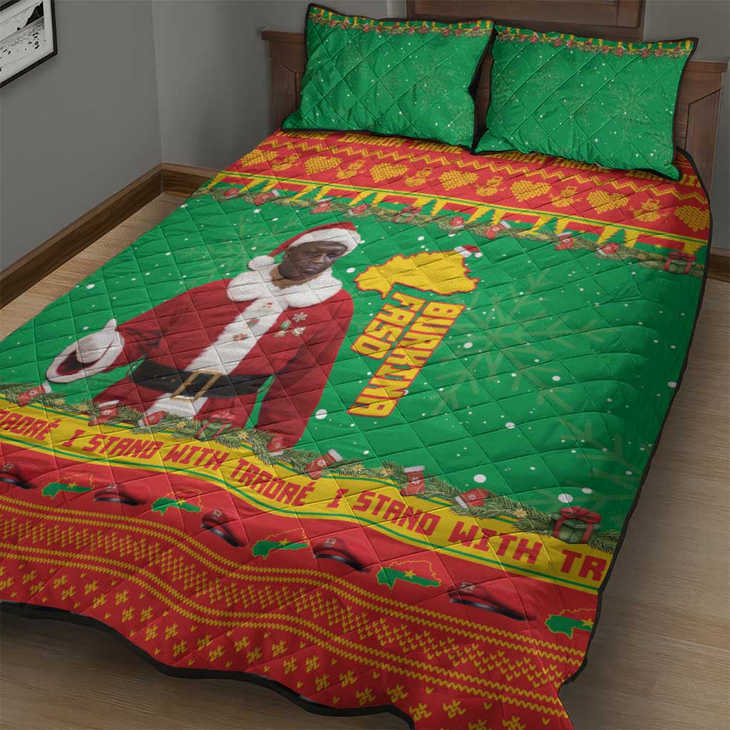 Afro Burkina Faso Christmas Spirit Quilt Bed Set Stand With Traore Stand With Hope - African Pride