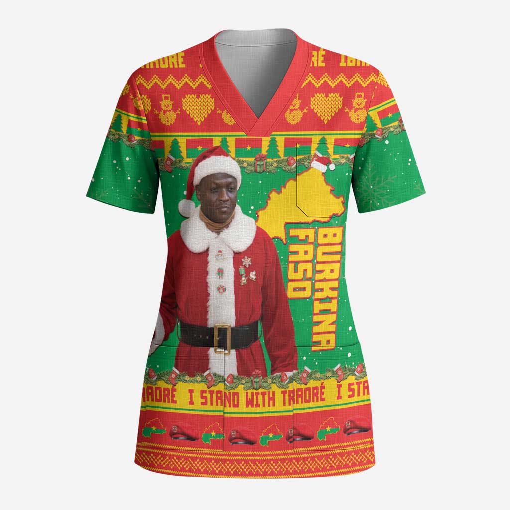 Burkina Faso Christmas Scrub Top I Stand With Traore - African Pride