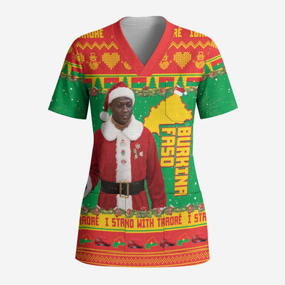 Burkina Faso Christmas Scrub Top I Stand With Traore - African Pride