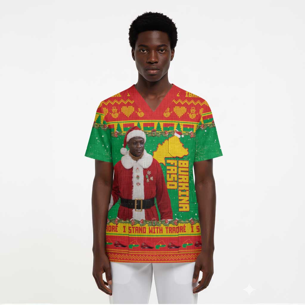 Burkina Faso Christmas Scrub Top I Stand With Traore - African Pride