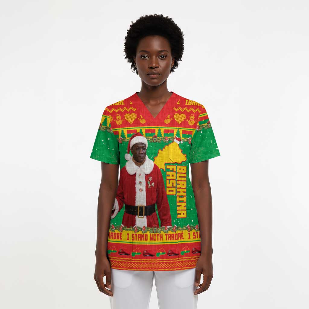 Burkina Faso Christmas Scrub Top I Stand With Traore - African Pride