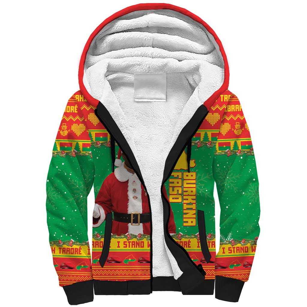 Afro Burkina Faso Christmas Spirit Sherpa Hoodie Stand With Traore Stand With Hope - African Pride
