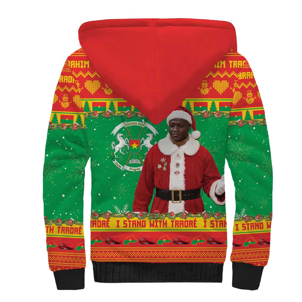 Afro Burkina Faso Christmas Spirit Sherpa Hoodie Stand With Traore Stand With Hope - African Pride