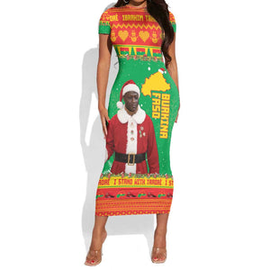 Afro Burkina Faso Christmas Spirit Short Sleeve Bodycon Dress Stand With Traore Stand With Hope - African Pride