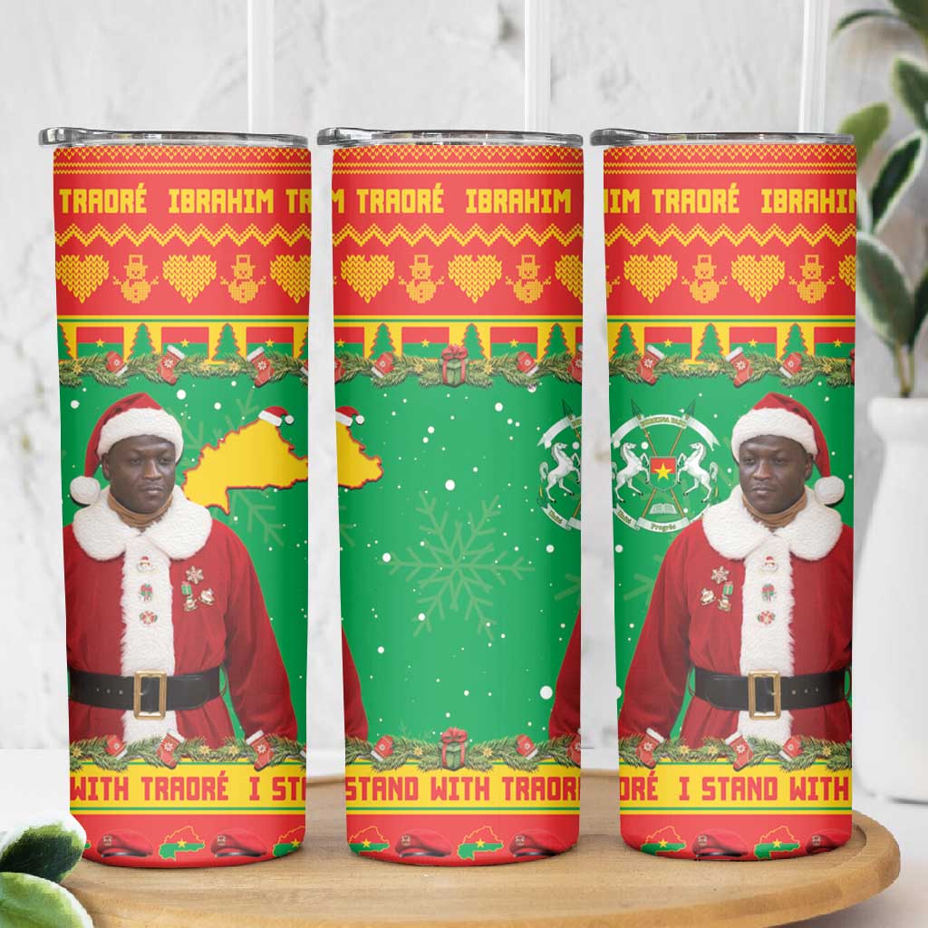 Afro Burkina Faso Christmas Spirit Skinny Tumbler Stand With Traore Stand With Hope - African Pride