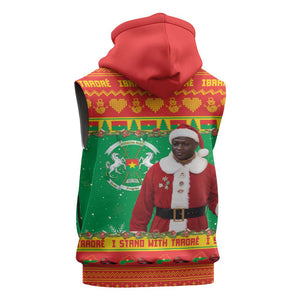 Afro Burkina Faso Christmas Spirit Sleeveless Hoodie Stand With Traore Stand With Hope - African Pride