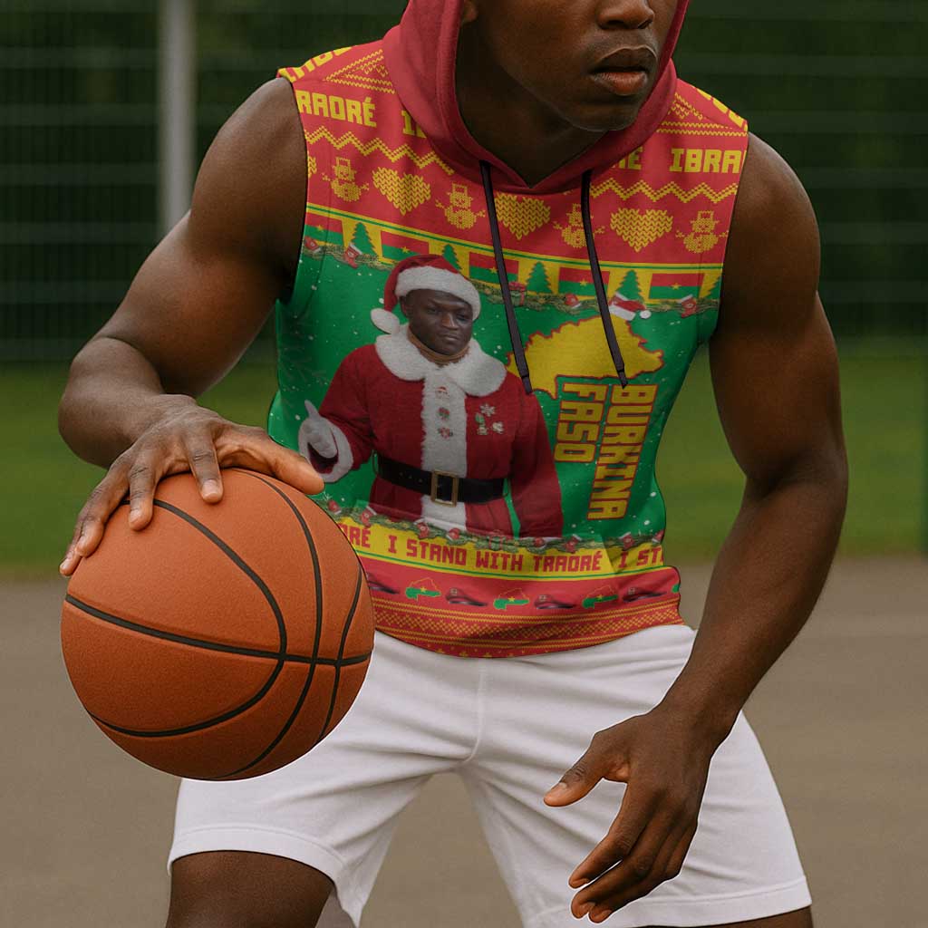 Afro Burkina Faso Christmas Spirit Sleeveless Hoodie Stand With Traore Stand With Hope - African Pride
