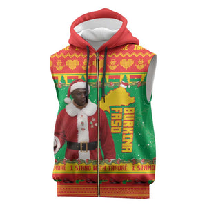 Afro Burkina Faso Christmas Spirit Sleeveless Zip Hoodie Stand With Traore Stand With Hope - African Pride