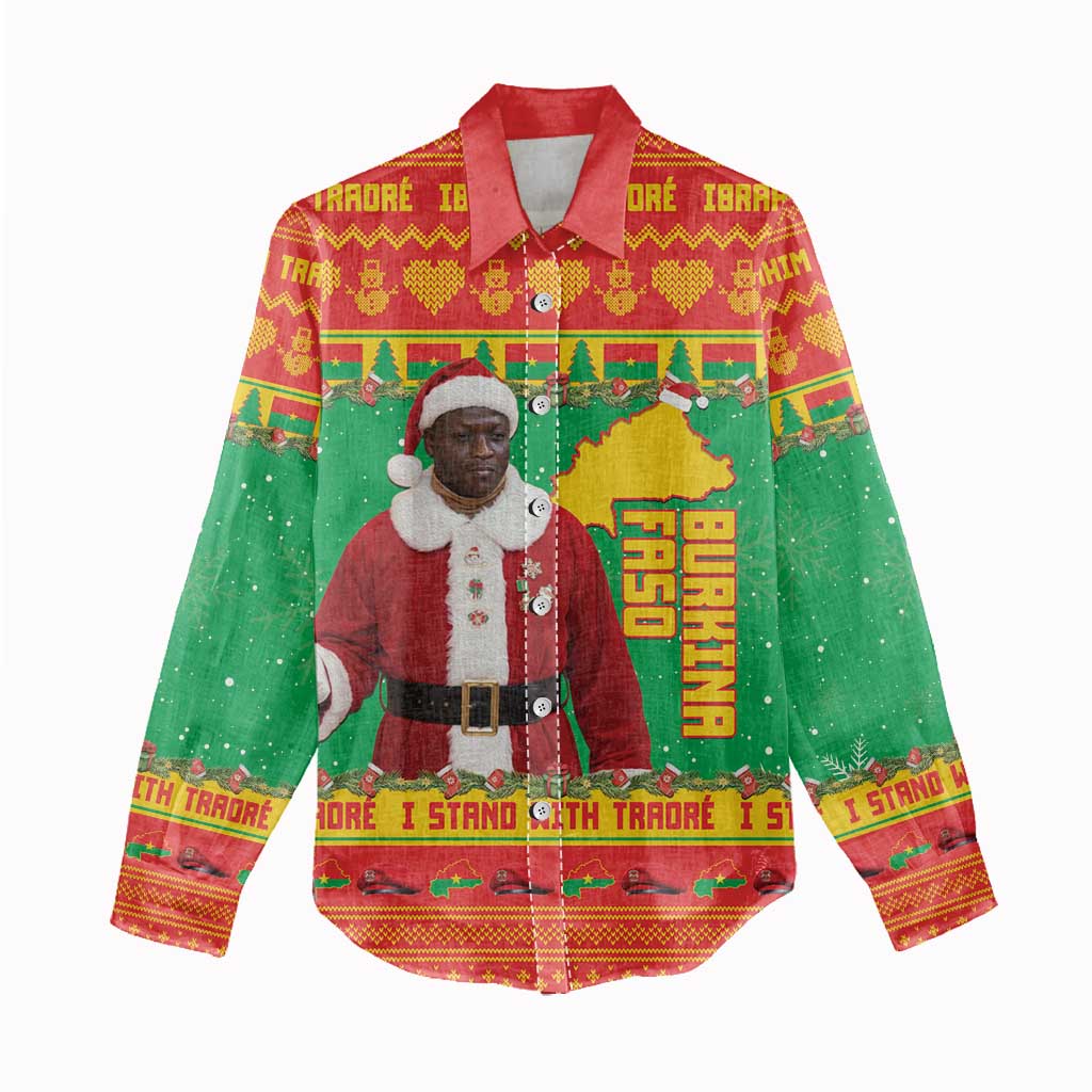 Afro Burkina Faso Christmas Spirit Women Casual Shirt Stand With Traore Stand With Hope - African Pride