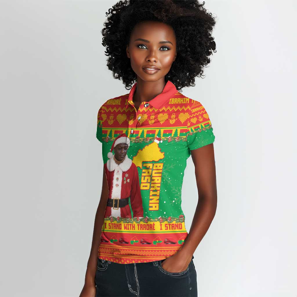 Afro Burkina Faso Christmas Spirit Women Polo Shirt Stand With Traore Stand With Hope - African Pride