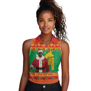 Afro Burkina Faso Christmas Spirit Women Sleeveless Polo Shirt Stand With Traore Stand With Hope - African Pride