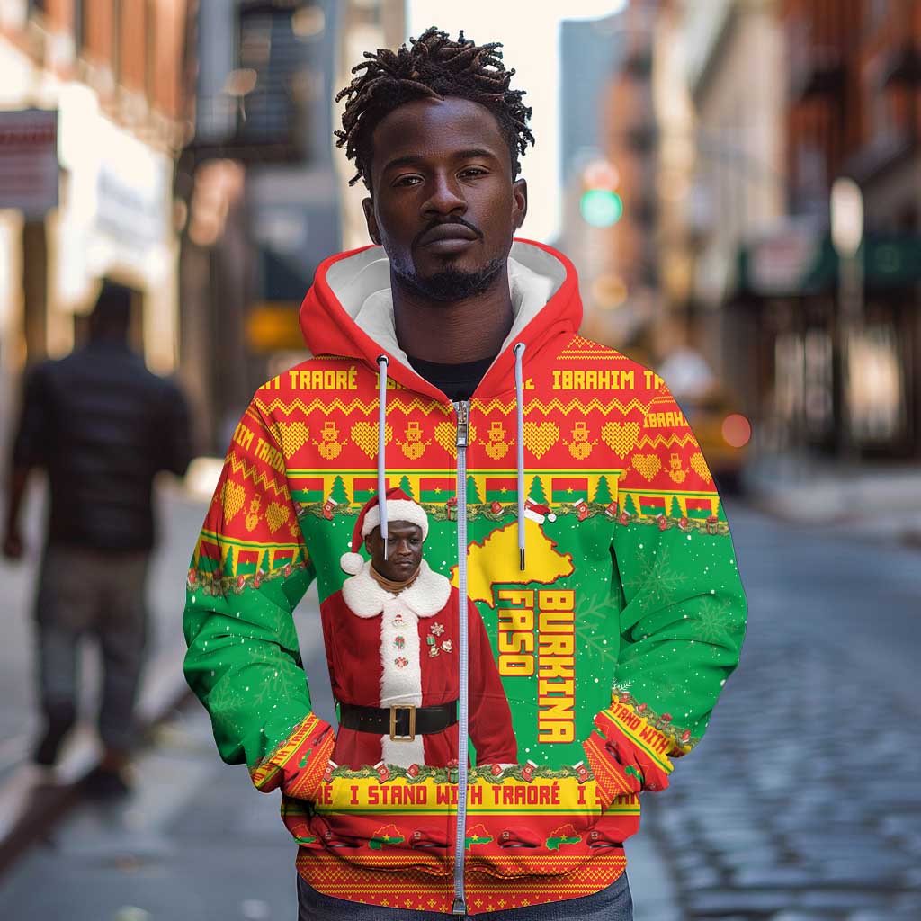 Afro Burkina Faso Christmas Spirit Zip Hoodie Stand With Traore Stand With Hope - African Pride