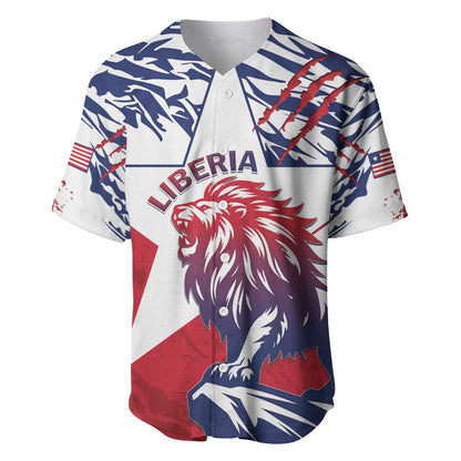 Personalised Afro Liberia Baseball Jersey African King Lion - Grunge Style