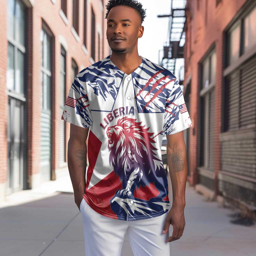 Personalised Afro Liberia Baseball Jersey African King Lion - Grunge Style