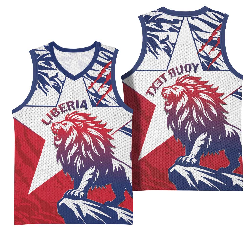 Personalised Afro Liberia Basketball Jersey African King Lion - Grunge Style - African Pride